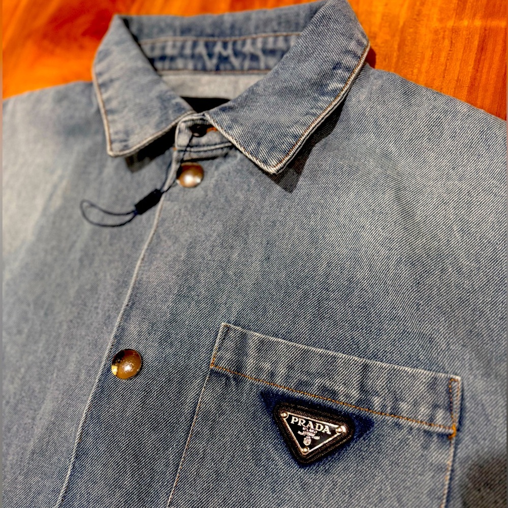 Prada - Triangle-logo Organic Denim Shirt short sleeve